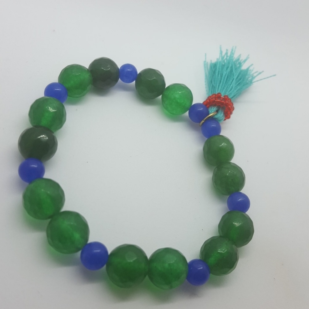 Tassel charm bracelet Adventurine and sapphire